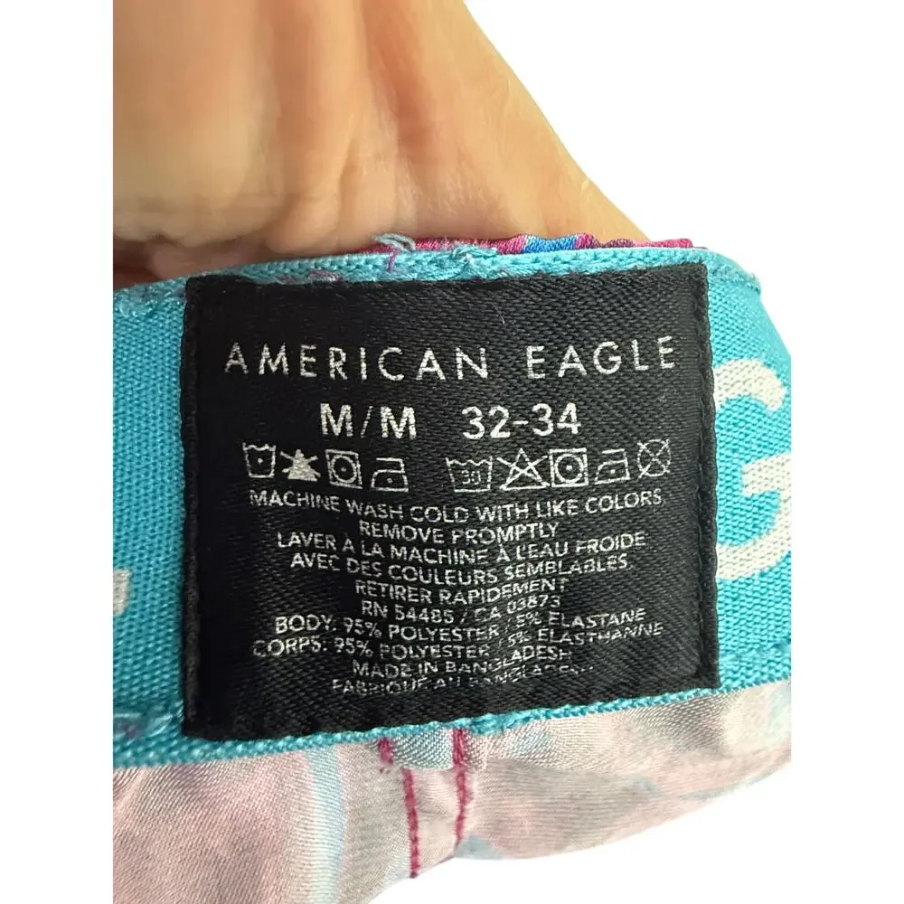 American Eagle Laser Palms Satin Pocket Boxer Short Lounge Mens Medium 32-34